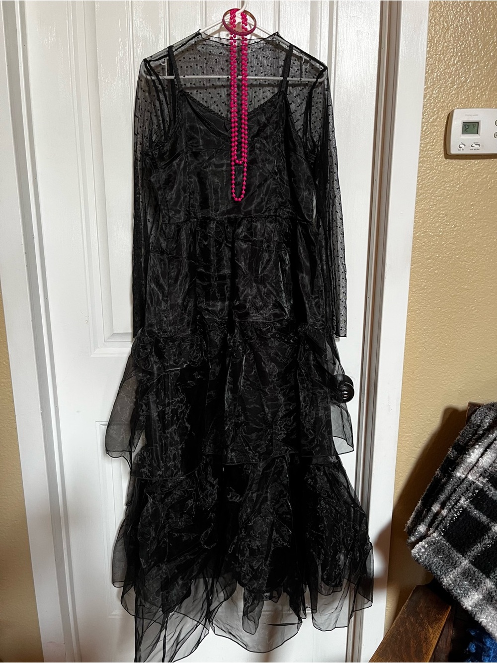 Amazon Black Layered MeshTop, Ruffled Black Goth Style costume prom dress